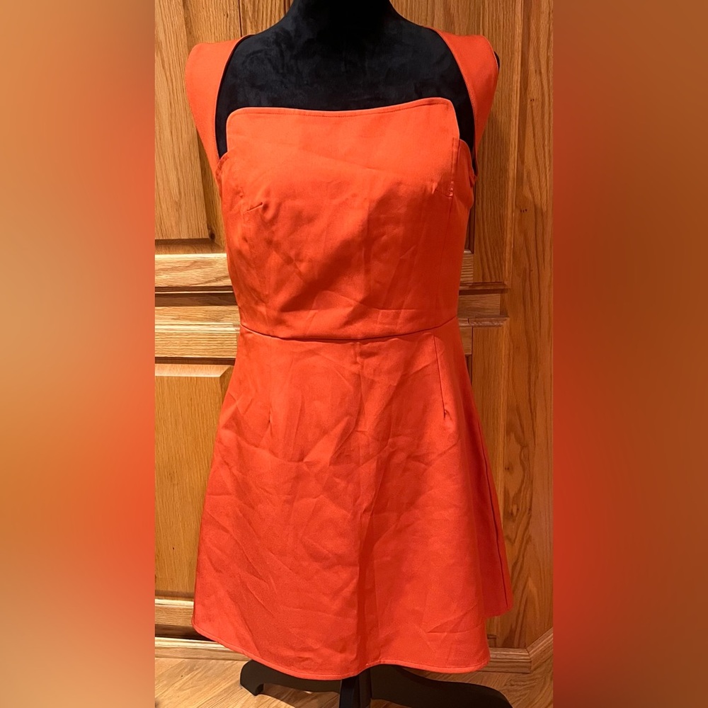 CIDER Structured Bodice Halter A-Line Mini Dress Burnt Orange Size Large